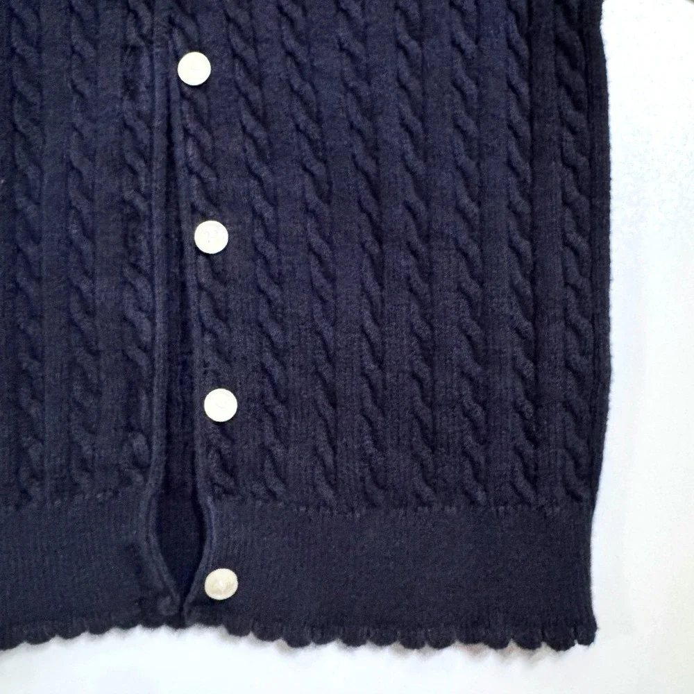 Polo Ralph Lauren Mini Cable Knit 100% Cotton Cardigan Girls Size Small 7 Navy